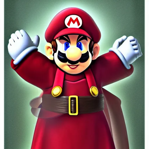 Prompt: mario as a priest, epic, flowing robes