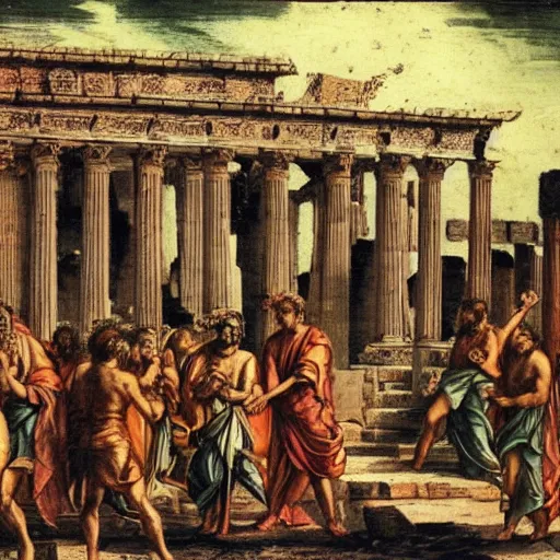 Prompt: Titus destroys the second temple.