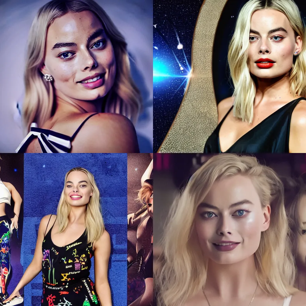 Prompt: margot robbie as a kpop star wide view