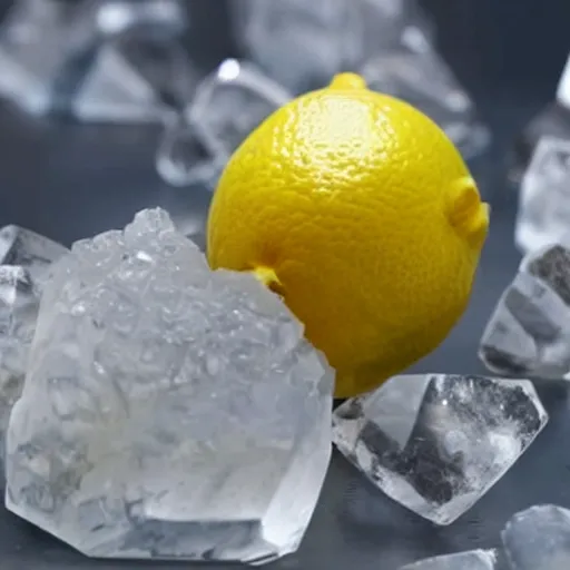 Image similar to A lemon is made of crystal rock.