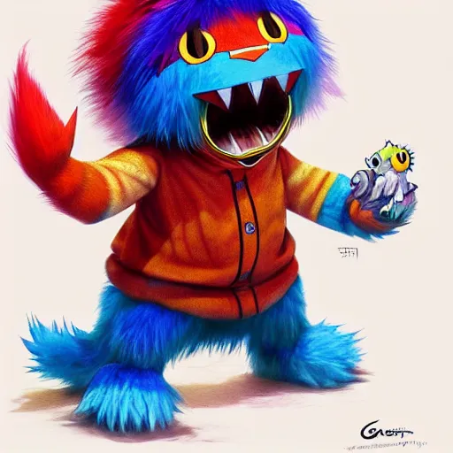 Image similar to Habs Mascot YOUPPI pokemon shiny, legendary, ultra rare, super cute and friendly, most powerful legendary shiny pokémon, highly detailed, digital pencil painting, anime, cartoonish, gentle fluffy monster youppi pokemon, sharp focus, illustration, art by artgerm and greg rutkowski and alphonse mucha