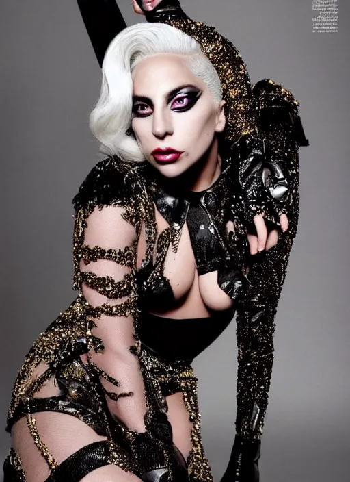 Image similar to lady gaga styled by nick knight posing in an expensive mansion setting , vogue magazine, Highly realistic. High resolution. Highly detailed. Dramatic. 8k.4k.