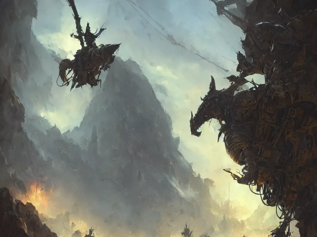 Image similar to knight riding a crane at dawn, hearthstone art style, epic fantasy style art by Craig Mullins, fantasy epic digital art, epic fantasy card game art by Greg Rutkowski