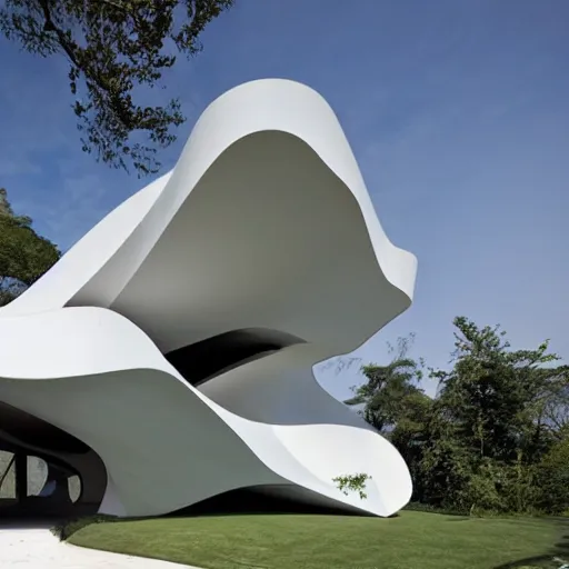 Image similar to house designed by zaha hadid