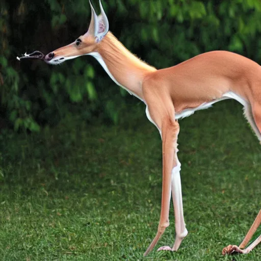 Prompt: photo of a hybrid between a borzoi and a gerenuk