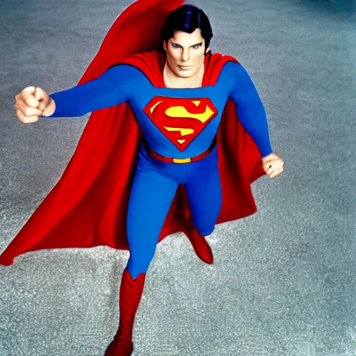 Prompt: 3 5 mm photo of christopher reeve as superman