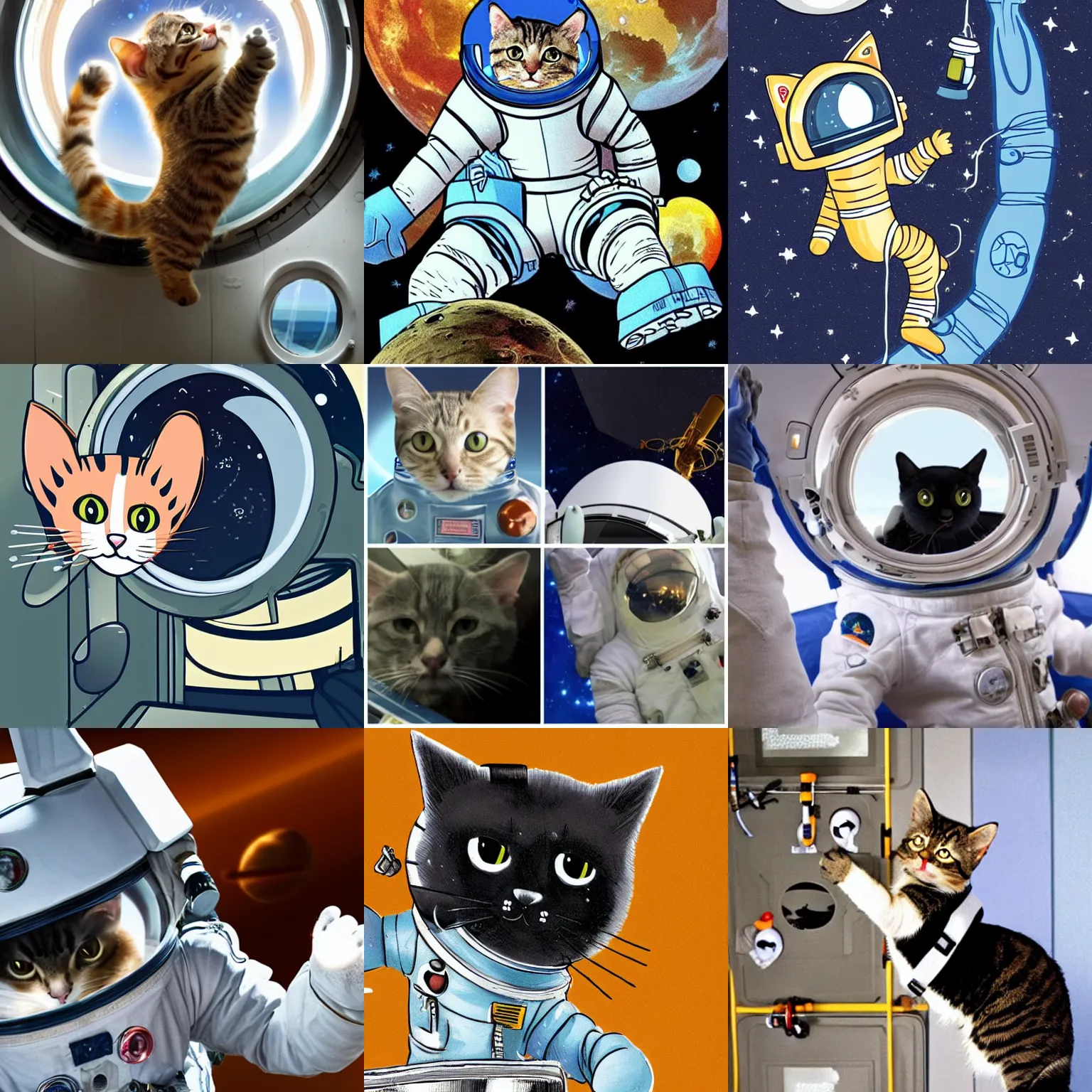 Prompt: cat astronaut climbing aboard spaceship, hard sci - fi