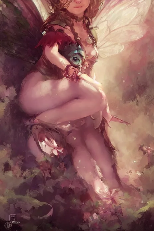 Image similar to a portrait of a cute magical fantasy fairy girl by Frank Frazetta, WLOP and ross tran