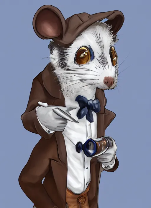 Image similar to portrait of a pet rat dressed as an english professor, standing in a chemistry lab, digital art, artstation