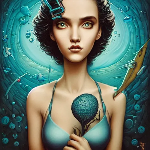 Image similar to Lofi aquatic portrait Pixar style by Joe Fenton and Stanley Artgerm and Tom Bagshaw and Tim Burton