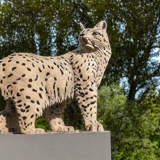 Prompt: iberian lynx sculpture in sabugal, portugal