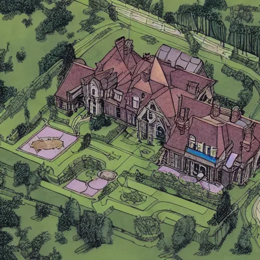 Image similar to aerial view of the x - mansion, by jim lee