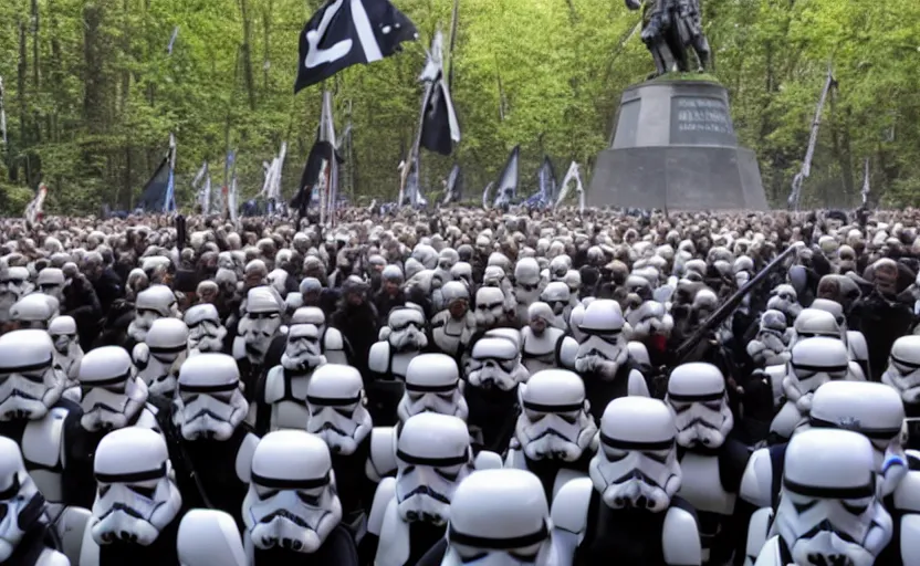 Image similar to la liberte guidant le peuple, jedi, ewoks, stormtroopers