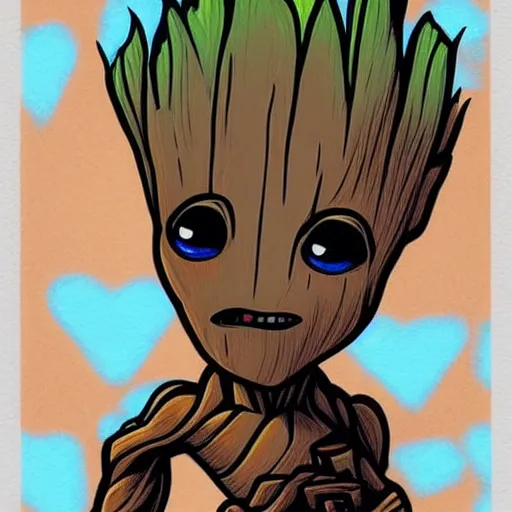 Prompt: Baby Groot, in the style of Dr. Seuss