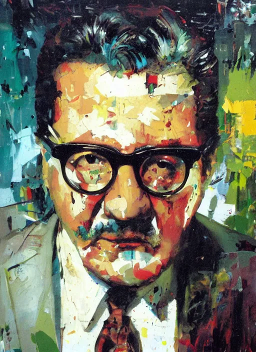 Prompt: portrait of salvador allende as a zombie by john berkey