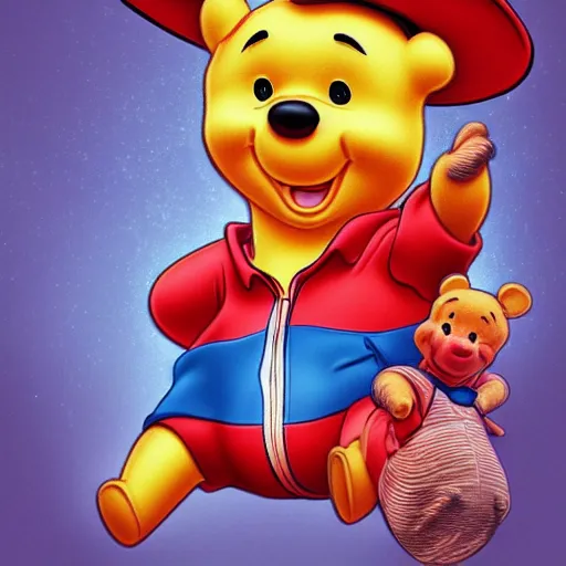 Image similar to xi jinping winnie the pooh in the style of cuban communist propaganda poster art in the year 1 9 8 7 ultra realistic, concept art, intricate details, highly detailed, photorealistic, octane render, 8 k, unreal engine. art by artgerm and magali villeneuve