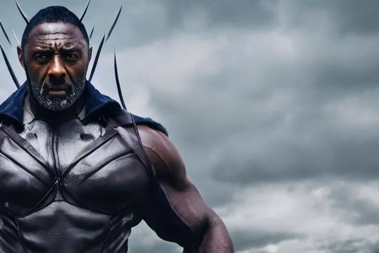 Image similar to film still of Idris Elba as wolverine in new X-men movie, 4k