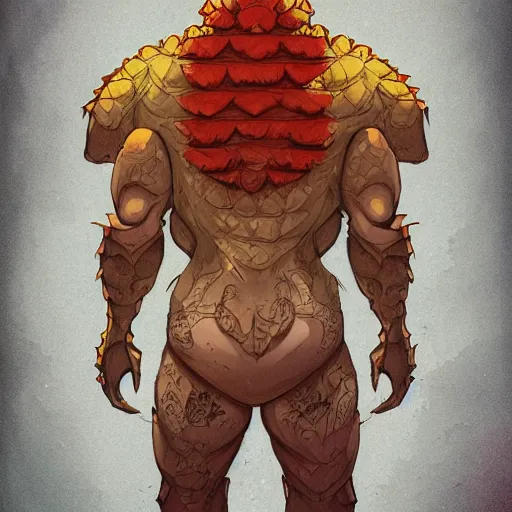 Prompt: in the style of artgerm, loish, ross tran and elysecastro, cartoon anthropomorphic alligator, symmetrical face, symmetrical eyes, red scales on his back, yellow scale on his belly and chest, male, waring a hawaiian shirt, cgsociety, hd, 4 k. - c 1 0. 0