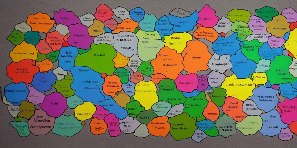 Prompt: a world map made out of colorful paper, in the style of paper mario