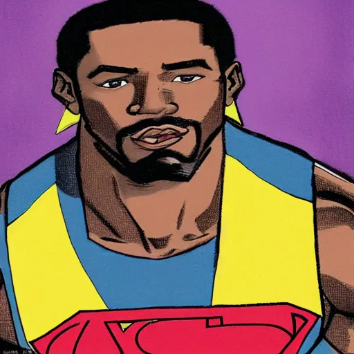 Image similar to portrait of gay black superman