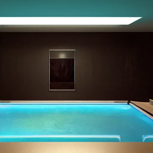 Image similar to liminal space pool rooms, cgi art, good lighting