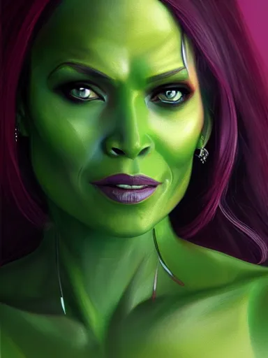 Image similar to gamora, portrait, digital painting, elegant, beautiful, highly detailed, artstation, concept art