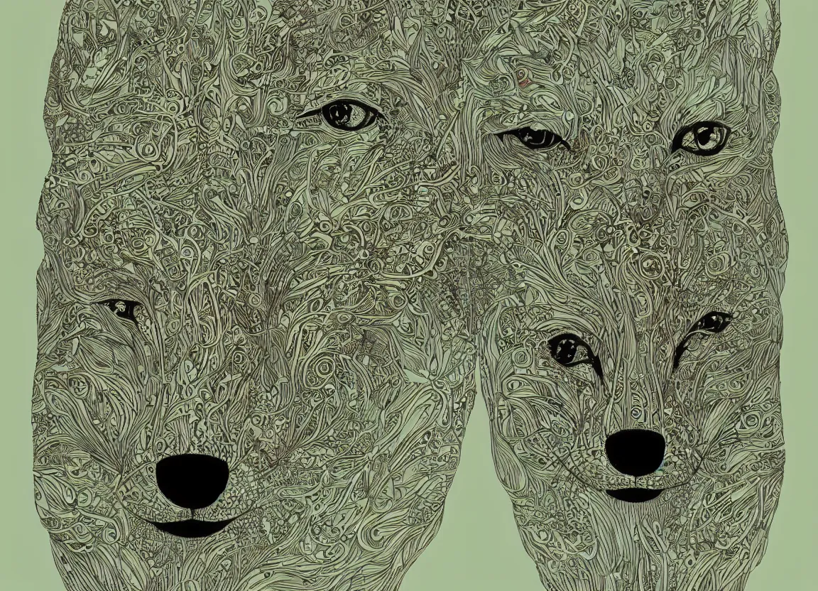 Image similar to a fox head by victo ngai, intricate