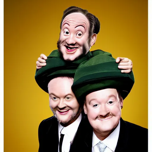 Image similar to reeves and mortimer conjoined at the forehead