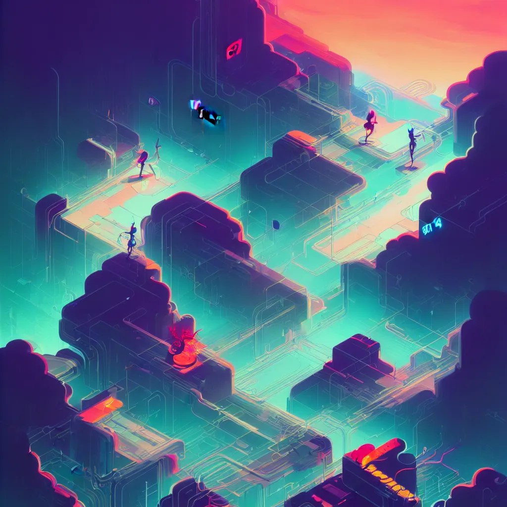 Prompt: a micro-service deployed to a datacenter, road, connector, defence, wall, cloud, security, cyber, attack vector, trending on Artstation, illustration by Jules Julien, Leslie David and Lisa Frank and Peter Mohrbacher and Alena Aenami and Dave LaChapelle muted colors with minimalism