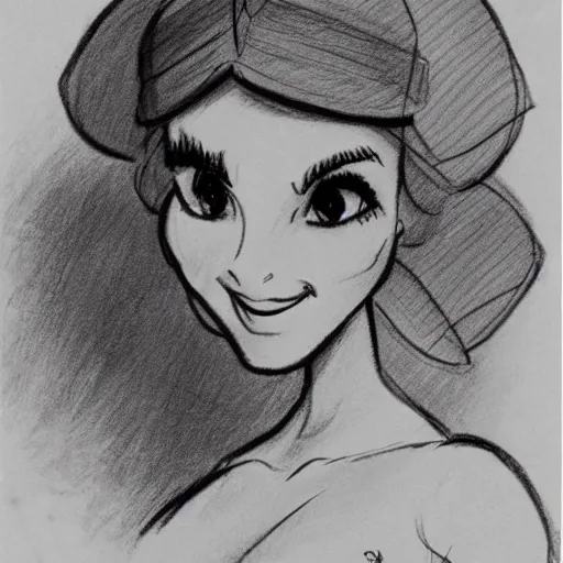 Image similar to milt kahl sketch of a cuban girl who looks like a squirrel as princess padme in star wars episode 3