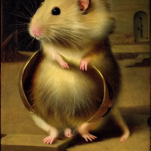 Image similar to hamster with armor 4k renaissance painting, detailed