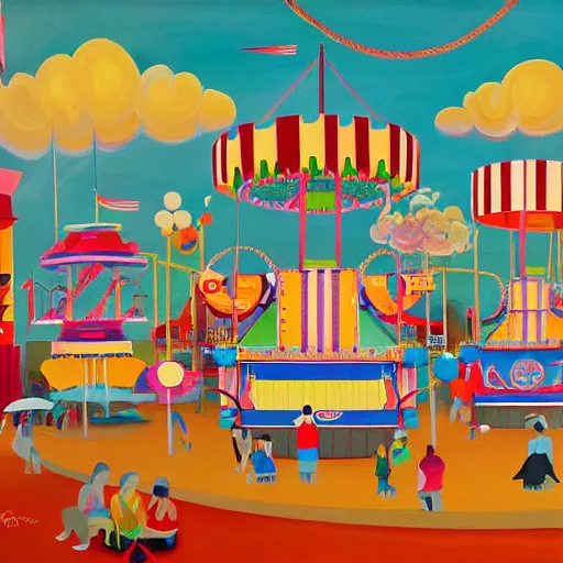 Image similar to painting of a funfair, by rik oostenbroek, james jean, amy sol