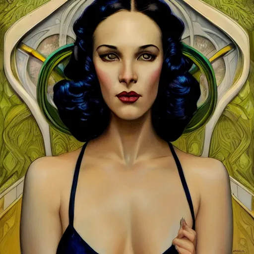 Prompt: a streamline moderne, ( art nouveau ), multi - racial portrait in the style of charlie bowater, and in the style of donato giancola, and in the style of charles dulac. intelligent, beautiful eyes. symmetry, ultrasharp focus, dramatic lighting, semirealism, intricate symmetrical ultrafine background detail.