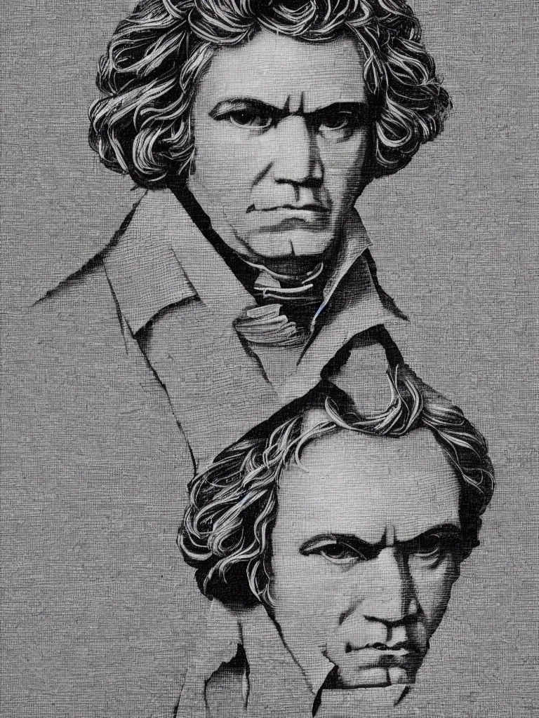 Image similar to wire art portrait of beethoven.