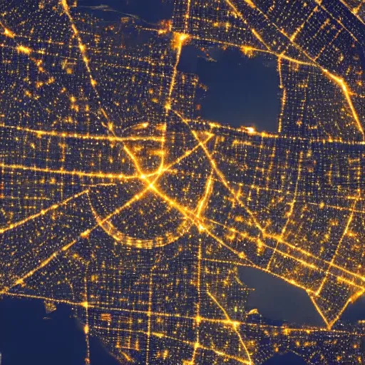 Image similar to satellite view of a metropolis at night
