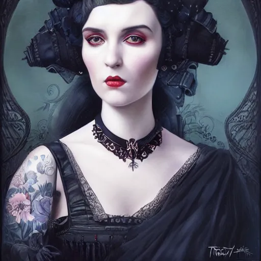 Image similar to lofi goth victorian portrait of lady dimitrescu, digital art, Pixar style, by Tristan Eaton Stanley Artgerm and Tom Bagshaw.