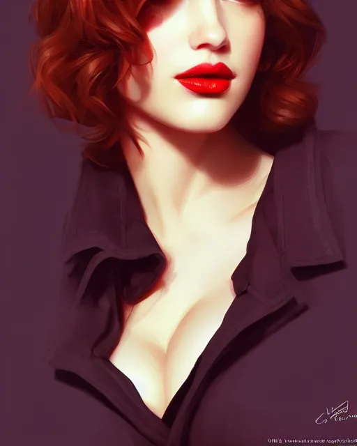 Image similar to a beautiful gina gershon christina hendricks kat dennings andrea ivanova, full lips, by wlop and ilya kuvshinov and artgerm,, gorgeous, stunning, alluring, artstation, deviantart, digital art