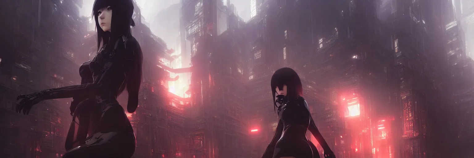 Image similar to realistic render octa from drakengard 3 by ross draws, futuristic dystopian city by ilya kuvshinov, digital art by ross tran, extreme intricate details, composition by sana takeda, lighting by greg rutkowski