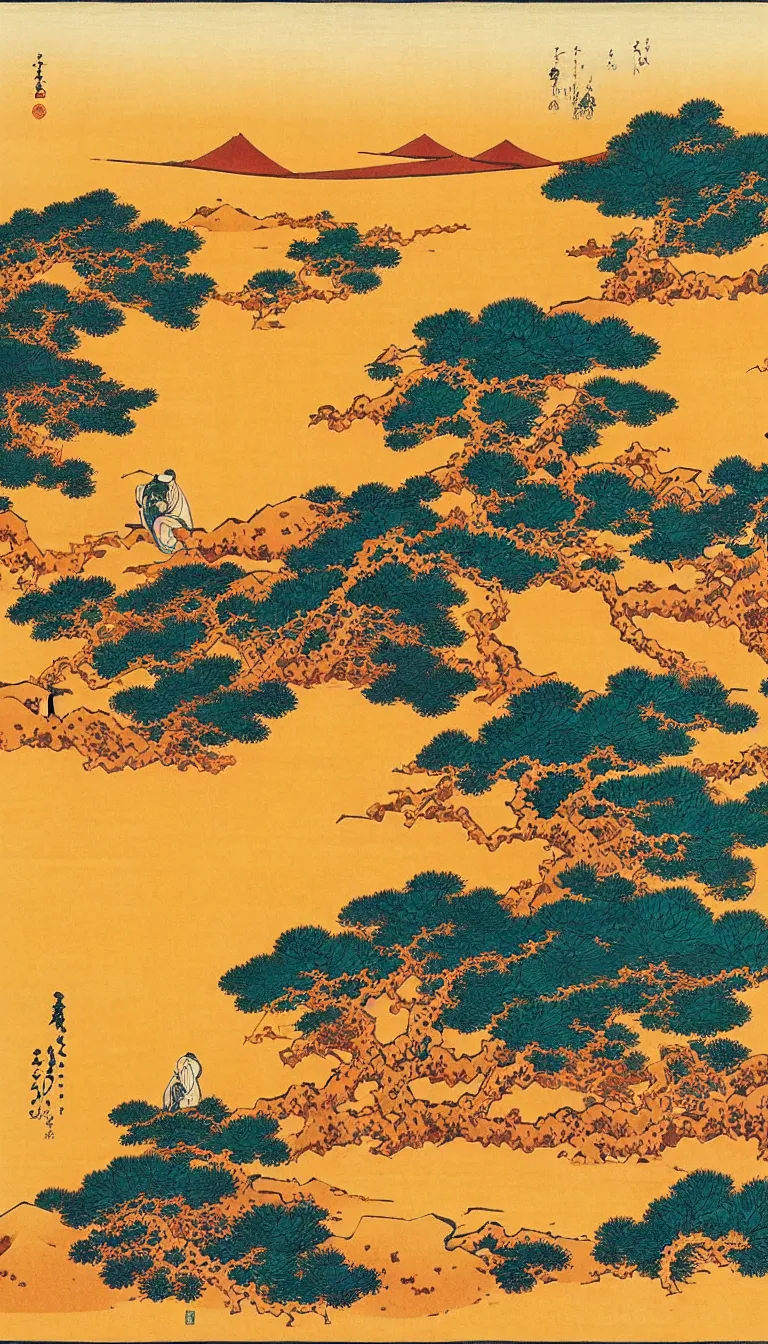 Prompt: saharan desert by hokusai