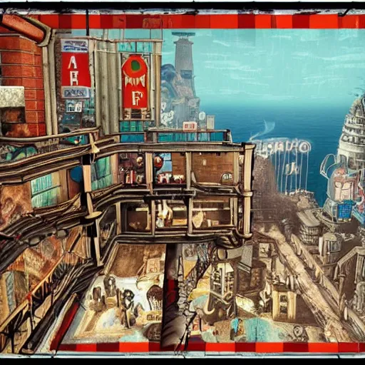 Prompt: where's waldo mural in bioshock