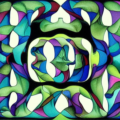 Prompt: colored digital art, by m. c. escher