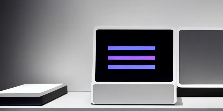 Prompt: dezeen showroom, minimalissimo, archdaily,, teenage engineering moad, mother of all decks, product design concept, product shot of moog melotron synthesizer designed with ipad gradient screens by jony ives, dieter rams, 8 k, highly detailed photo