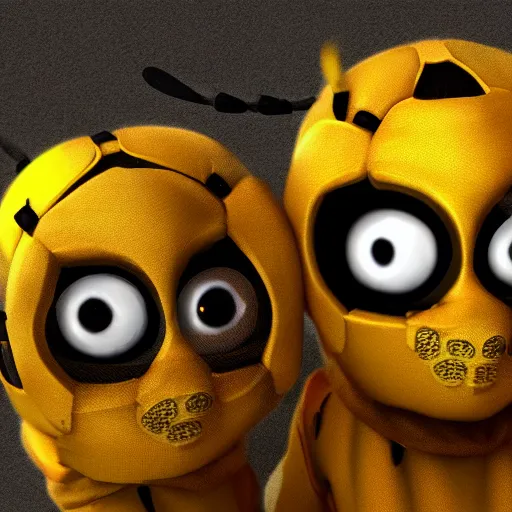 Image similar to a super cute team of bees wearing ninja gear, hyperrealistic, digital art, 4 k