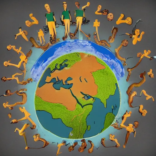 Prompt: claymation of a diagram of the Earth as a human face screaming