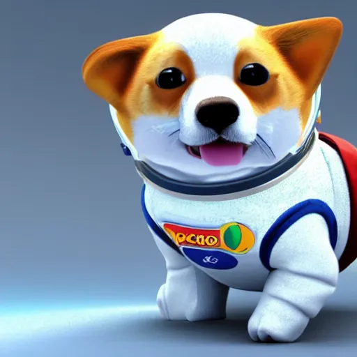 Prompt: adorable corgi wearing a spacesuit, pixar style, digital render, cgi