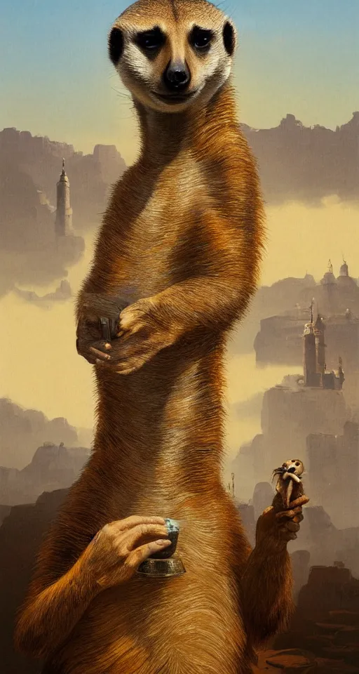 Prompt: putin with the head of a meerkat, pulp art, deep focus, turnaround, pulp art, fantasy, intricate, elegant, highly detailed, digital painting, artstation, concept art, matte, sharp focus, illustration, hearthstone, art by rhads and artgerm and greg rutkowski and alphonse mucha