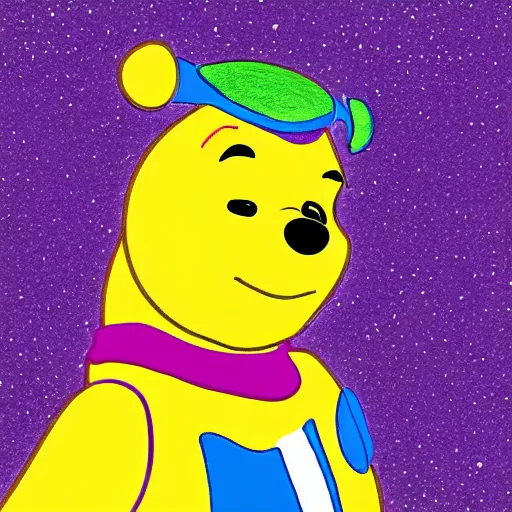 Prompt: illustration of Winnie the Pooh as Buzz Lightyear, pastel colors