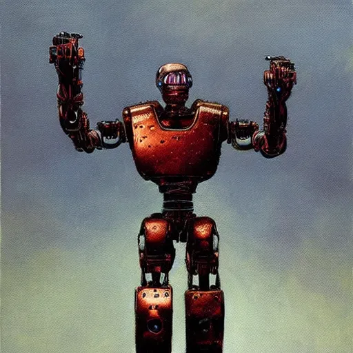 Image similar to highly detailed terminator t - 1 0 0 robot, beksinski style painting