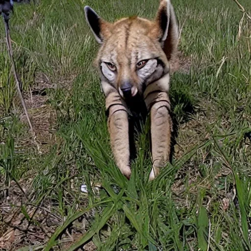 Prompt: Nancy Pelosi crawling after you, trailcam footage