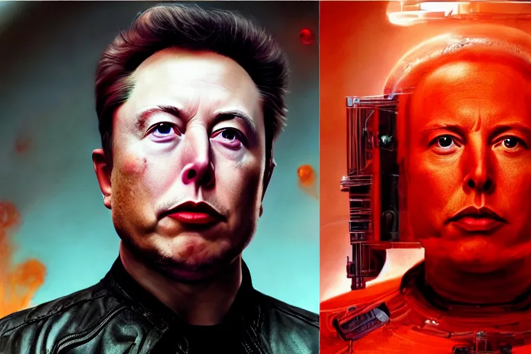 Image similar to hyperrealism aesthetic ridley scott and denis villeneuve style photography of a detailed hyperrealism elon musk, siting on a detailed sci - fi toilet and scrolling his smartphone in hyperrealism scene from detailed art house movie in style of alejandro jodorowsky and wes anderson